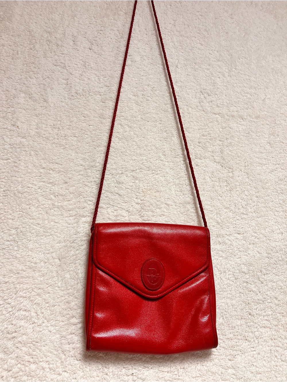 Vintage Dior Red Leather Crossbody Shoulder Bag